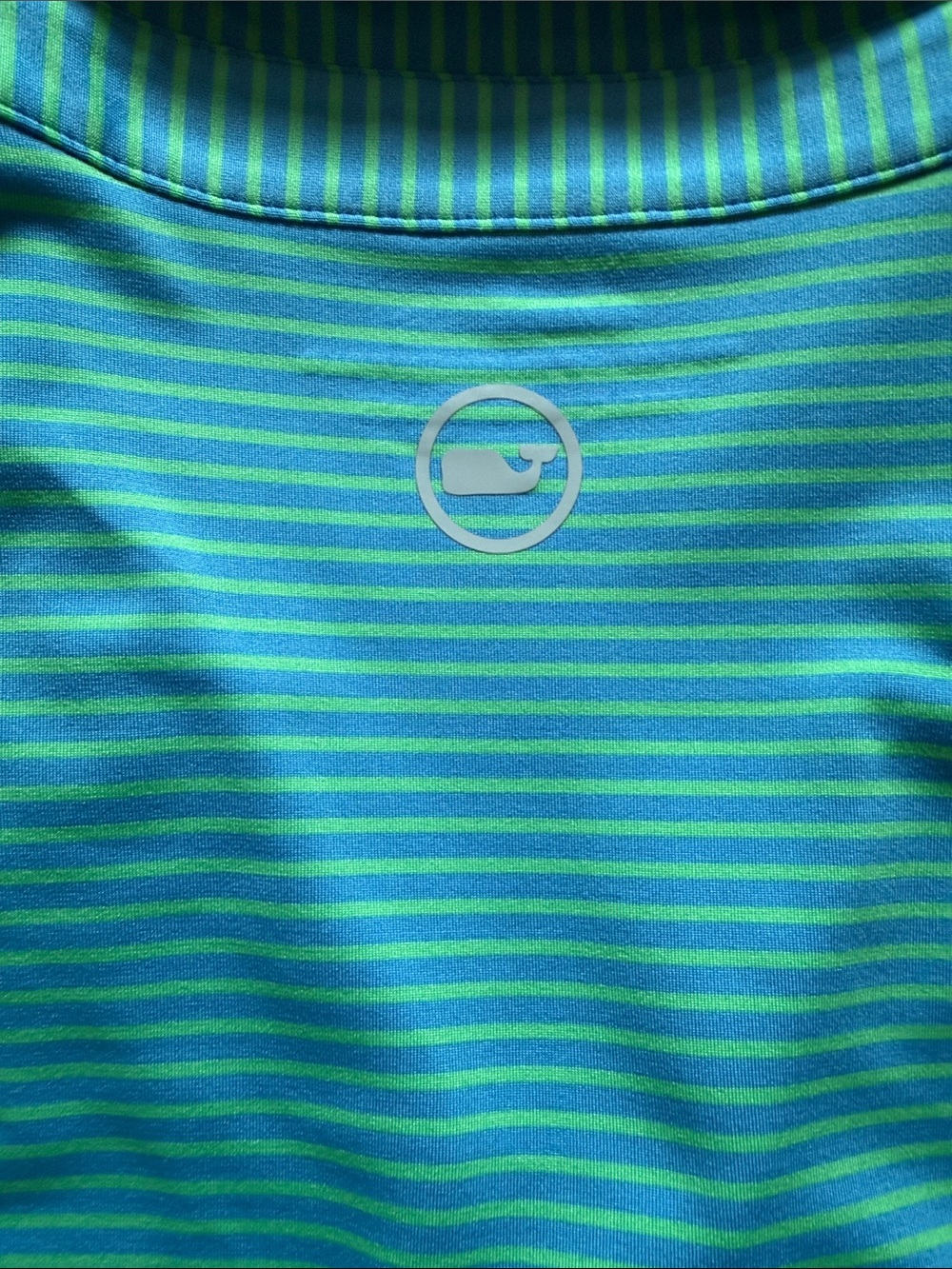 Vineyard Vines Men's Aqua Striped Polo Shirt - Performance Short Sleeve - Picture 5 of 5